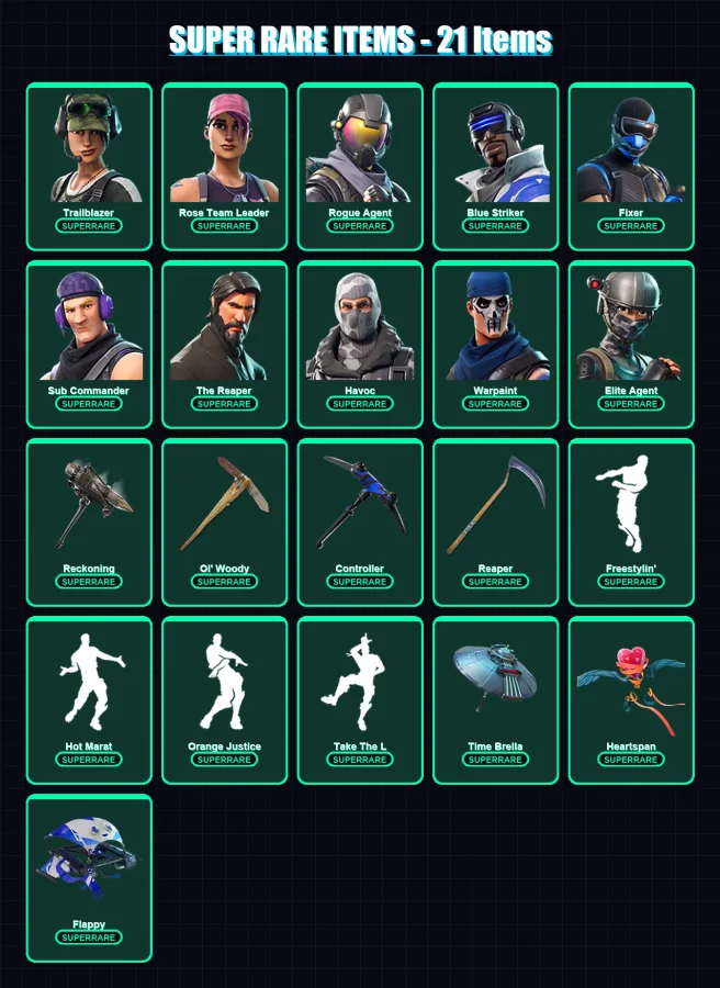 [PC/XBOX/PSN] | Trailblazer | Rose Team Leader | Rogue Agent | Blue Striker | Fixer | 114 skin | 110 pickaxe | 123 emote | 109 glider | Lv1403 — Fortnite account