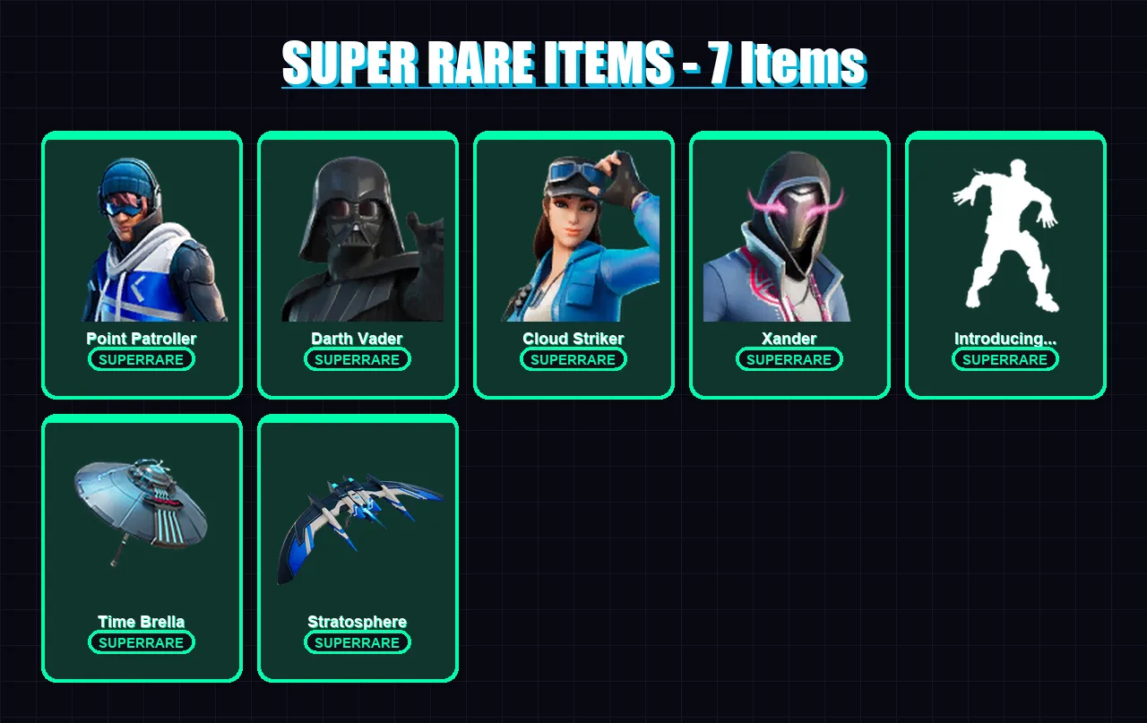 [PS4/PS5/PC] | Point Patroller | Darth Vader | Cloud Striker | Xander | Optimus Prime | 236 skin | 276 pickaxe | 203 emote | 207 glider | Lv3354
