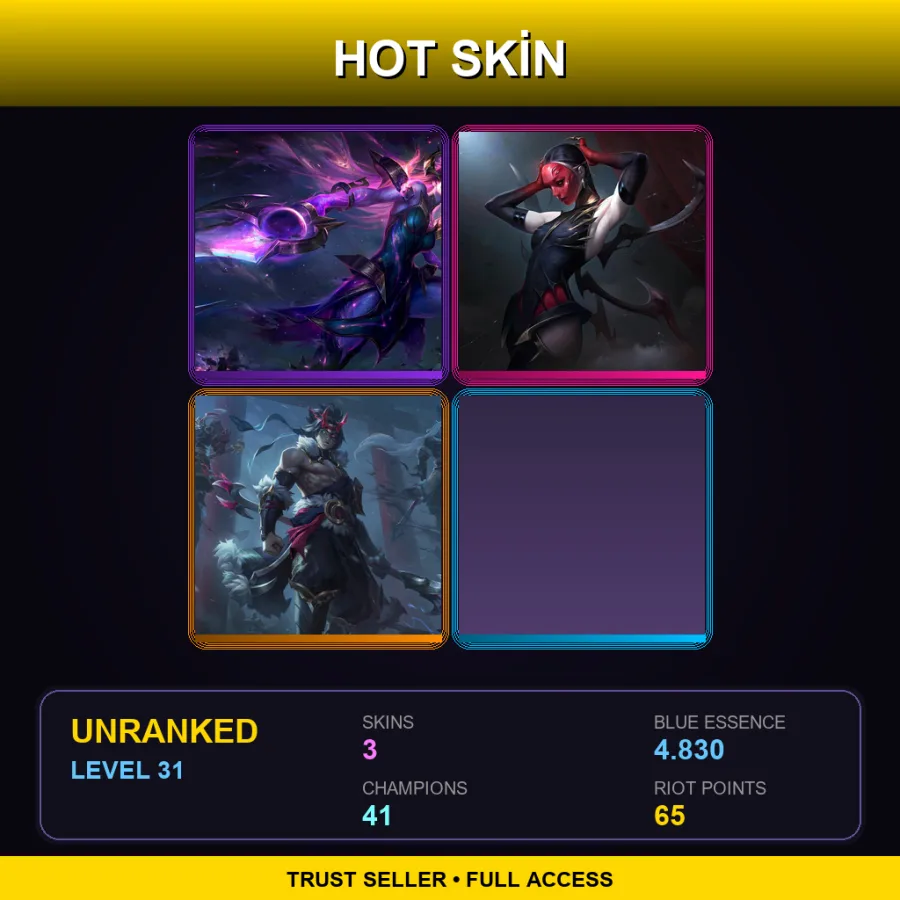 NA | Lv31 | Unranked | 3 Skin | 41 Champ — LoL account