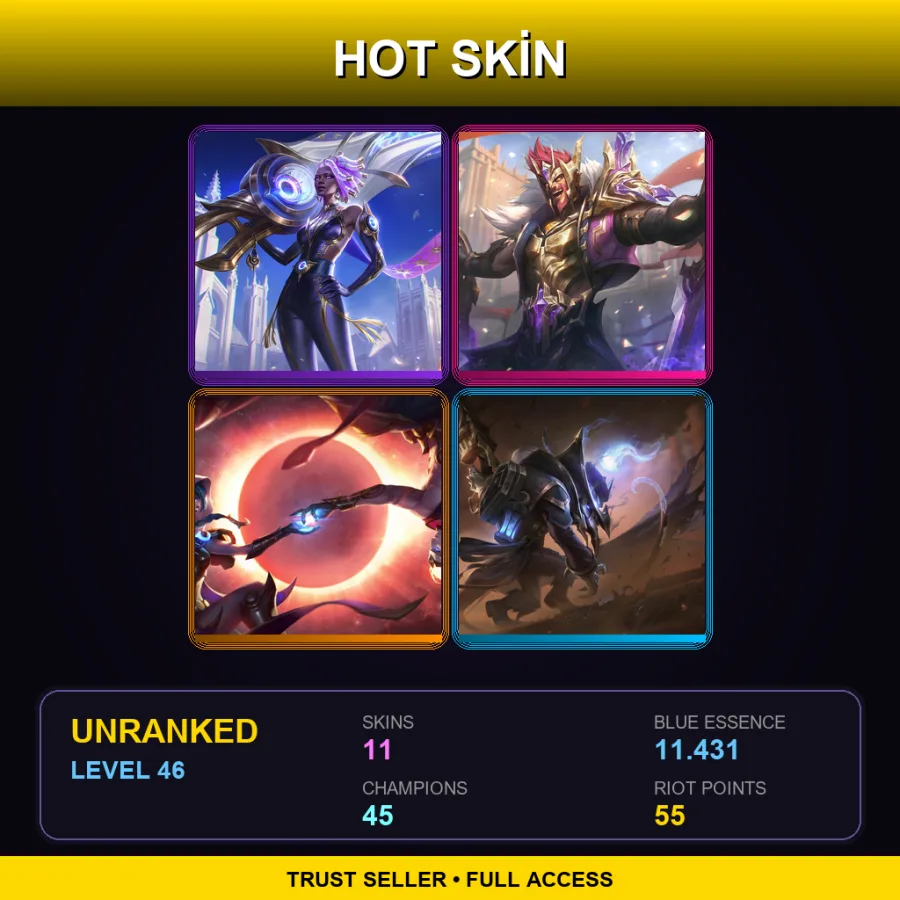 EUW | Lv46 | Unranked | 11 Skin | 45 Champ