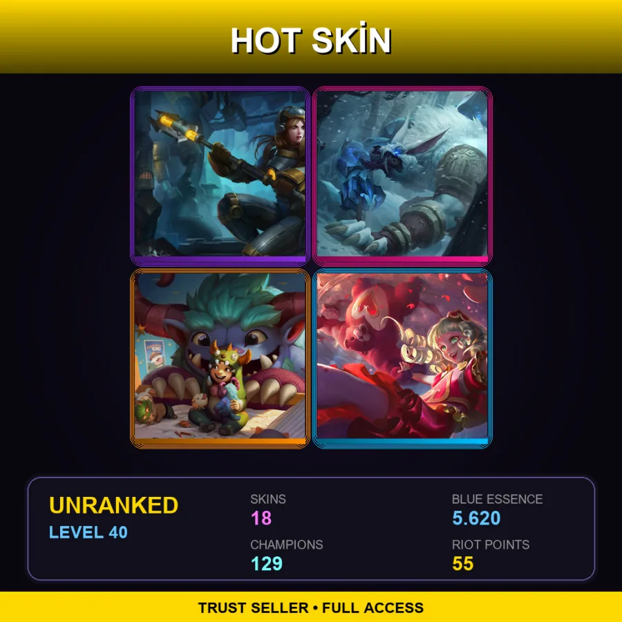 NA | Lv40 | Unranked | 18 Skin | 129 Champ