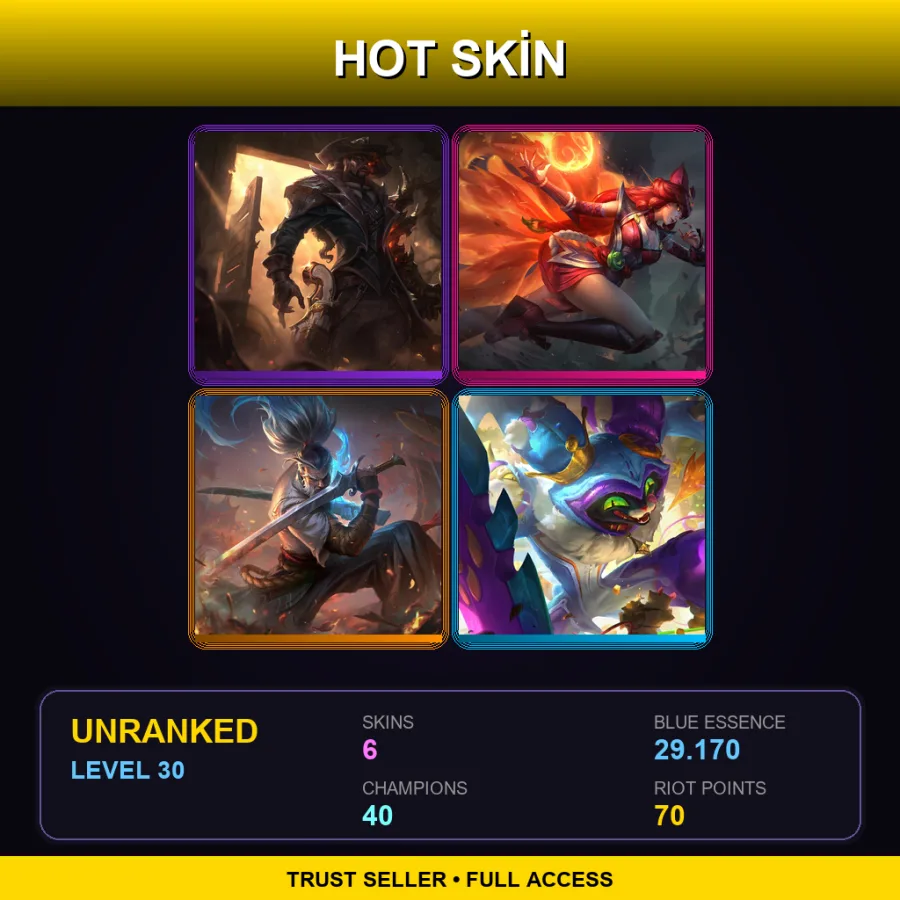 BR | Lv30 | Unranked | 6 Skin | 40 Champ