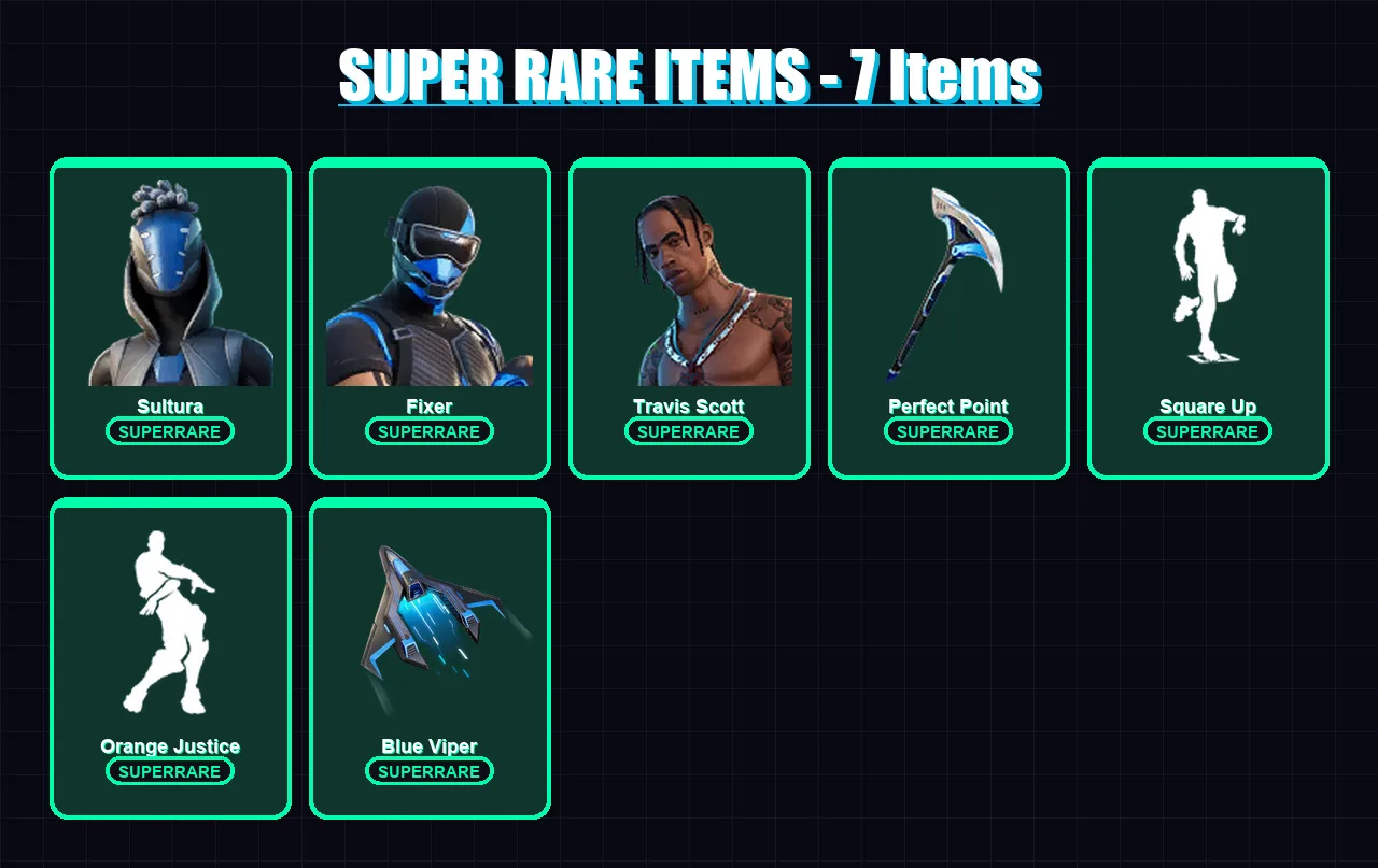 [PC] | Sultura | Fixer | Travis Scott | Omega | Rox | 54 skin | 70 pickaxe | 56 emote | 71 glider | Lv1170