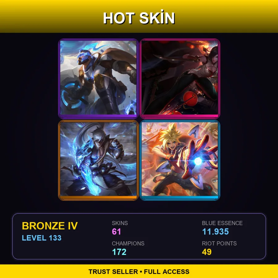 SG | Pulsefire Pantheon | Warring Kingdoms Katarina | Storm Dragon Lee Sin | Battle Academia Ezreal | 61 Skin | 172 Champ | Bronze IV | Lv133