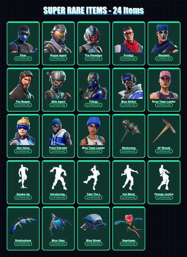[PC/XBOX/PSN] | Fixer | Rogue Agent | The Paradigm | Prodigy | Warpaint | 196 skin | 215 pickaxe | 173 emote | 188 glider | Lv4007