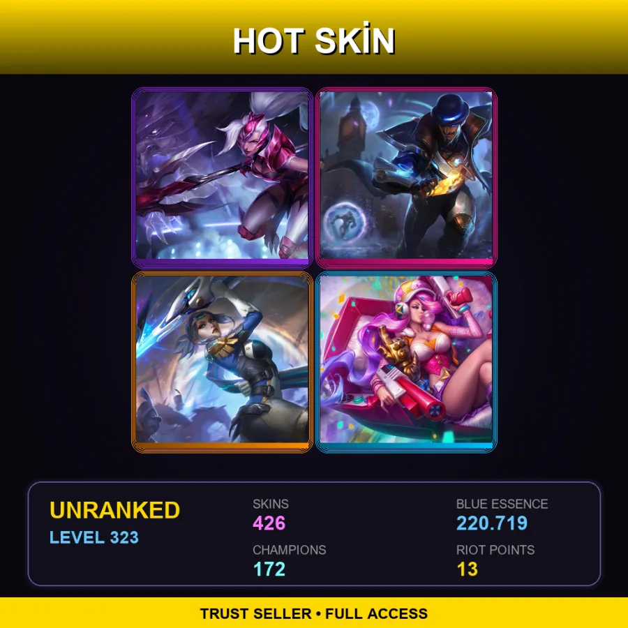 NA | Lv323 | Unranked | 426 Skin | 172 Champ