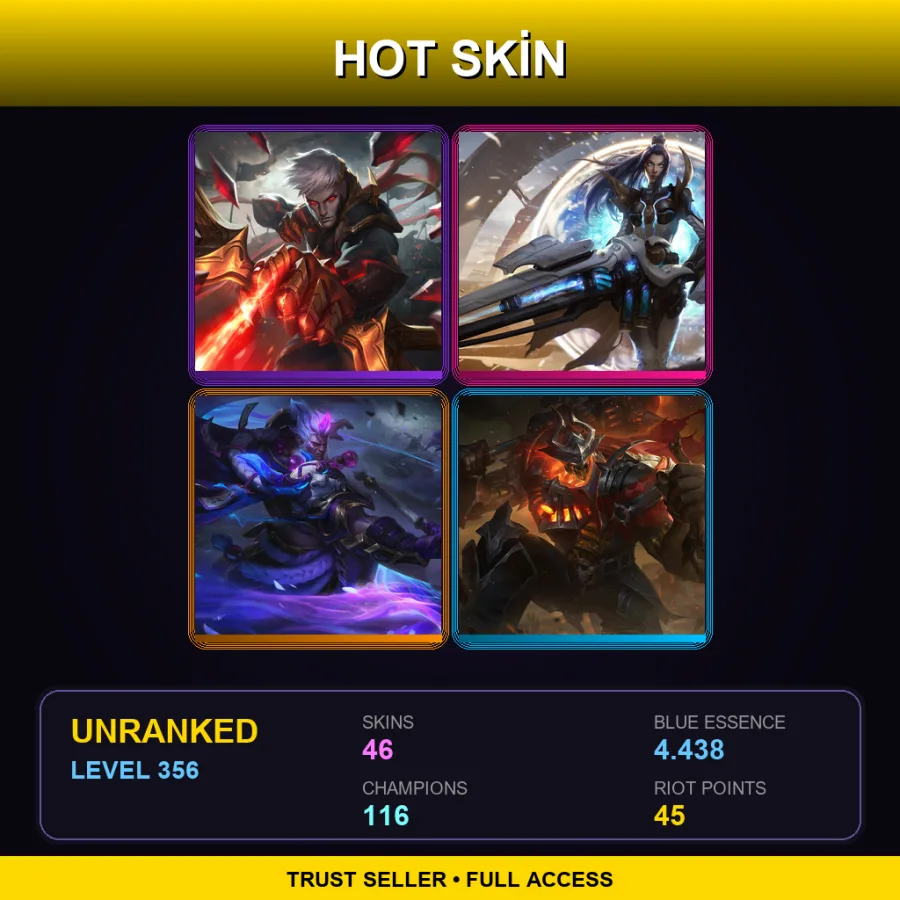 LAN | Lv356 | Unranked | 46 Skin | 116 Champ — LoL account