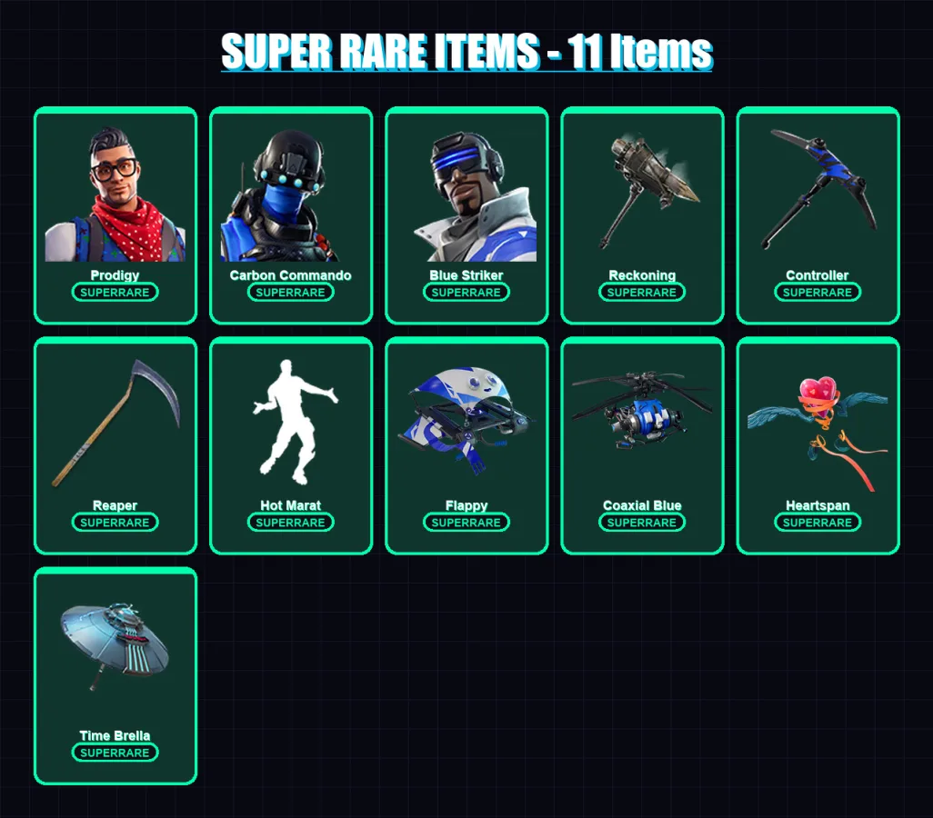 [PC/XBOX/PSN] | Prodigy | Carbon Commando | Blue Striker | Red Knight | Ultima Knight | 113 skin | 92 pickaxe | 89 emote | 83 glider | Lv1052