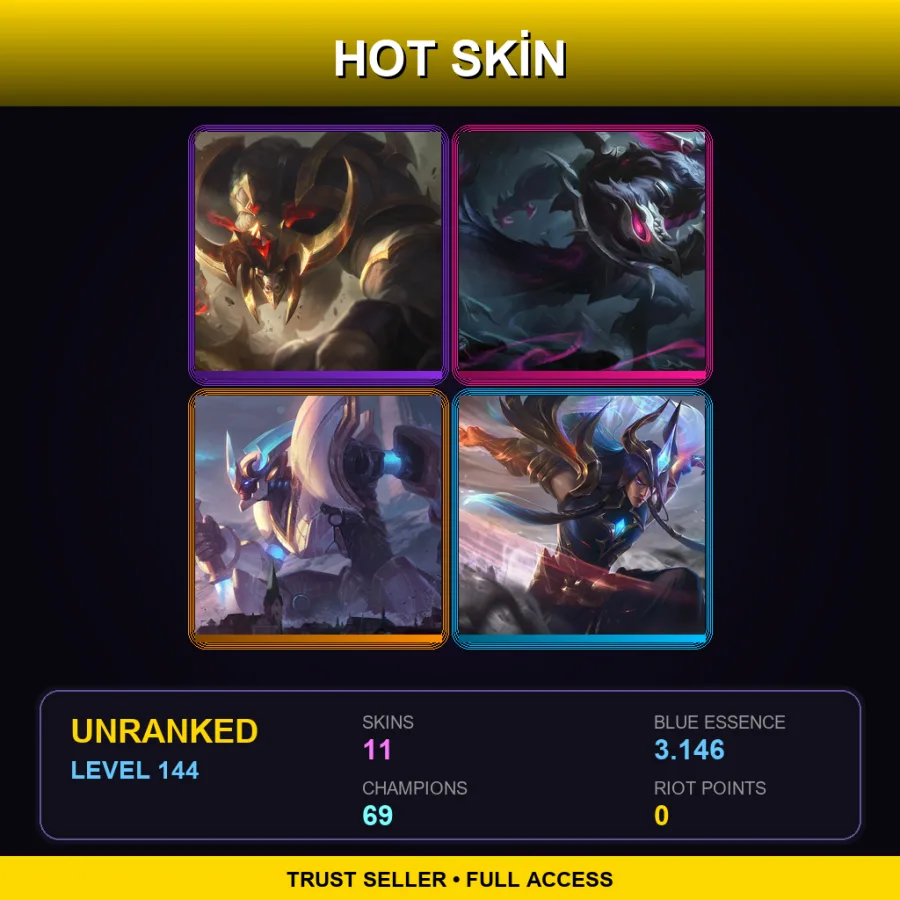 BR | Lv144 | Unranked | 11 Skin | 69 Champ — LoL account