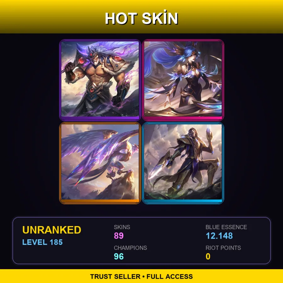 TR | Victorious Tryndamere | Victorious Sona | Victorious Anivia | Victorious Lucian | 89 Skin | 96 Champ | Lv185