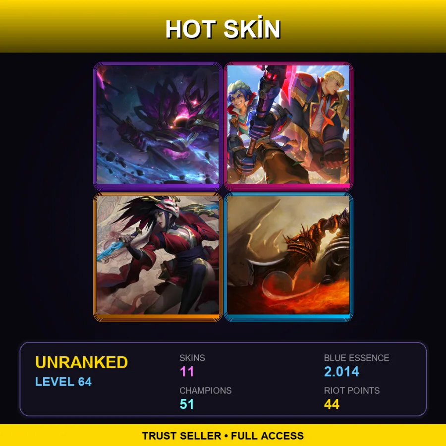 EUW | Lv64 | Unranked | 11 Skin | 51 Champ