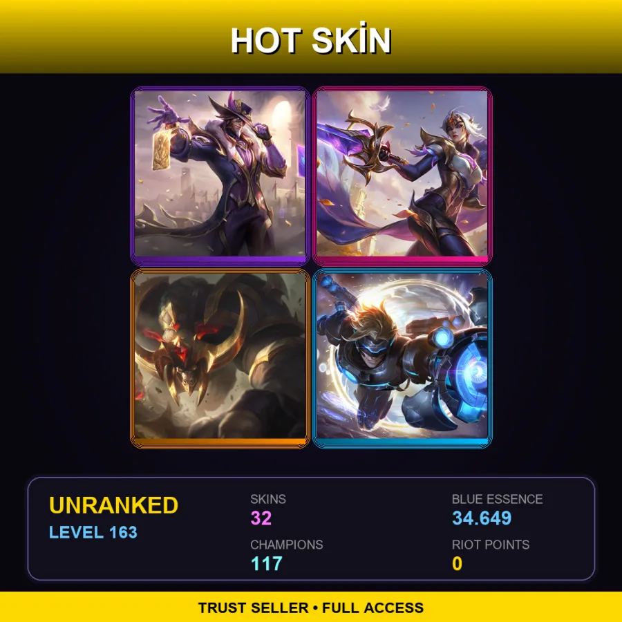 TR | Lv163 | Unranked | 32 Skin | 117 Champ — Pool Party Leona