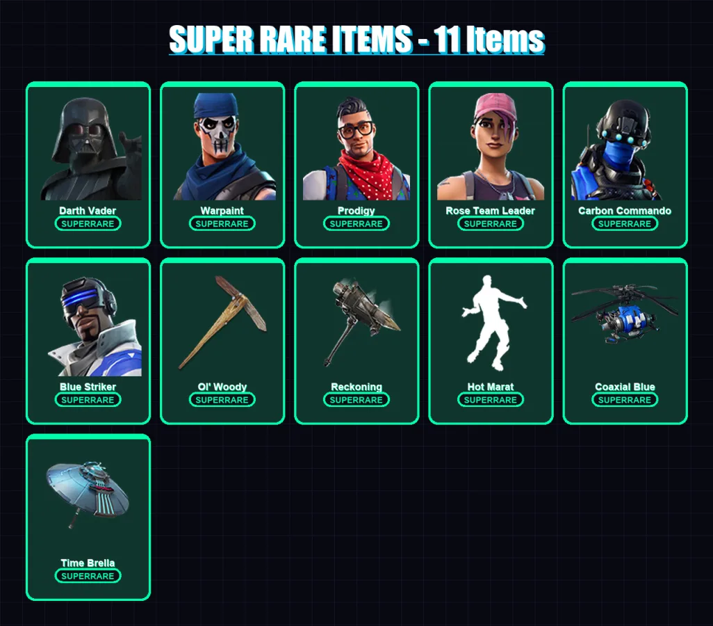 [PC/PSN] | Darth Vader | Warpaint | Prodigy | Rose Team Leader | Carbon Commando | 54 skin | 84 pickaxe | 100 emote | 98 glider | Lv1755 — Fortnite account