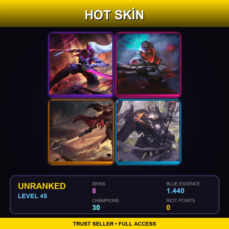 LAS | Lv45 | Unranked | 8 Skin | 30 Champ