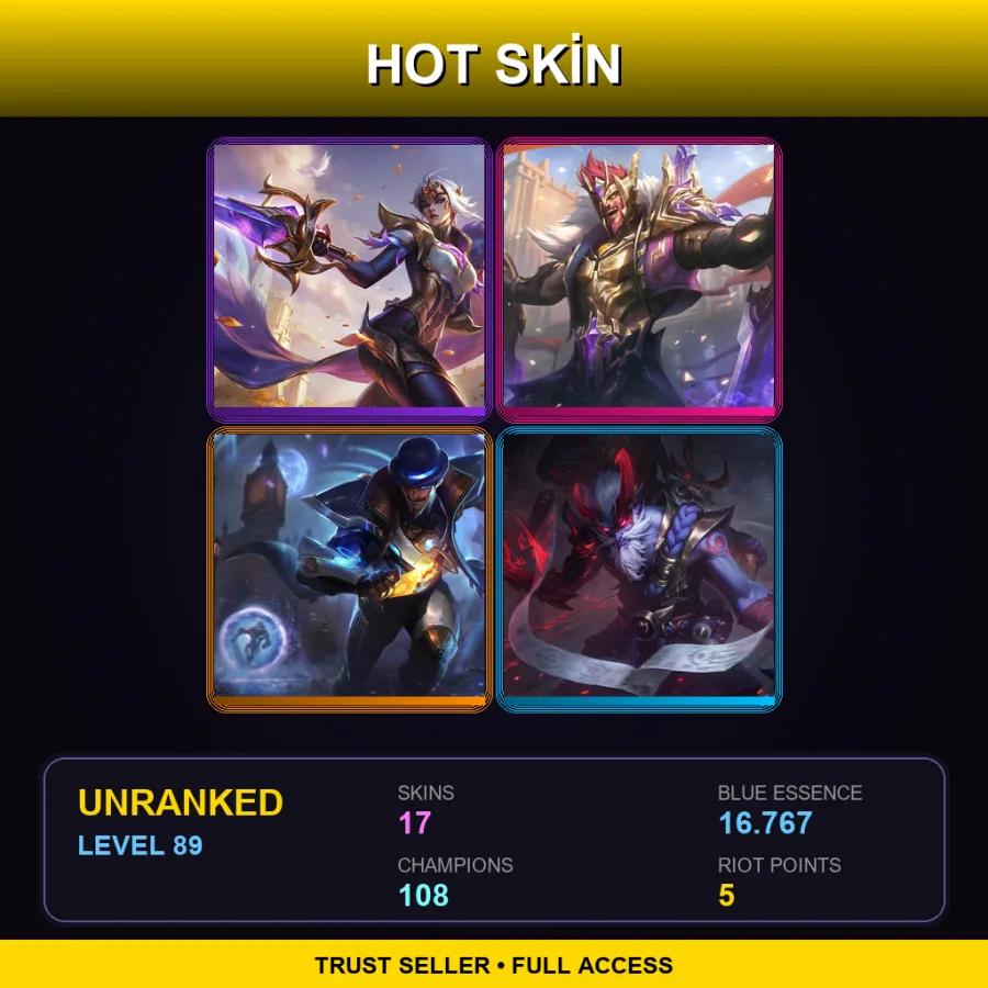 JP | Lv89 | Unranked | 17 Skin | 108 Champ