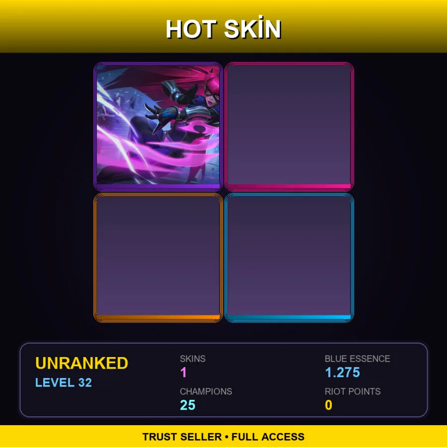 EUW | Lv32 | Unranked | 1 Skin | 25 Champ