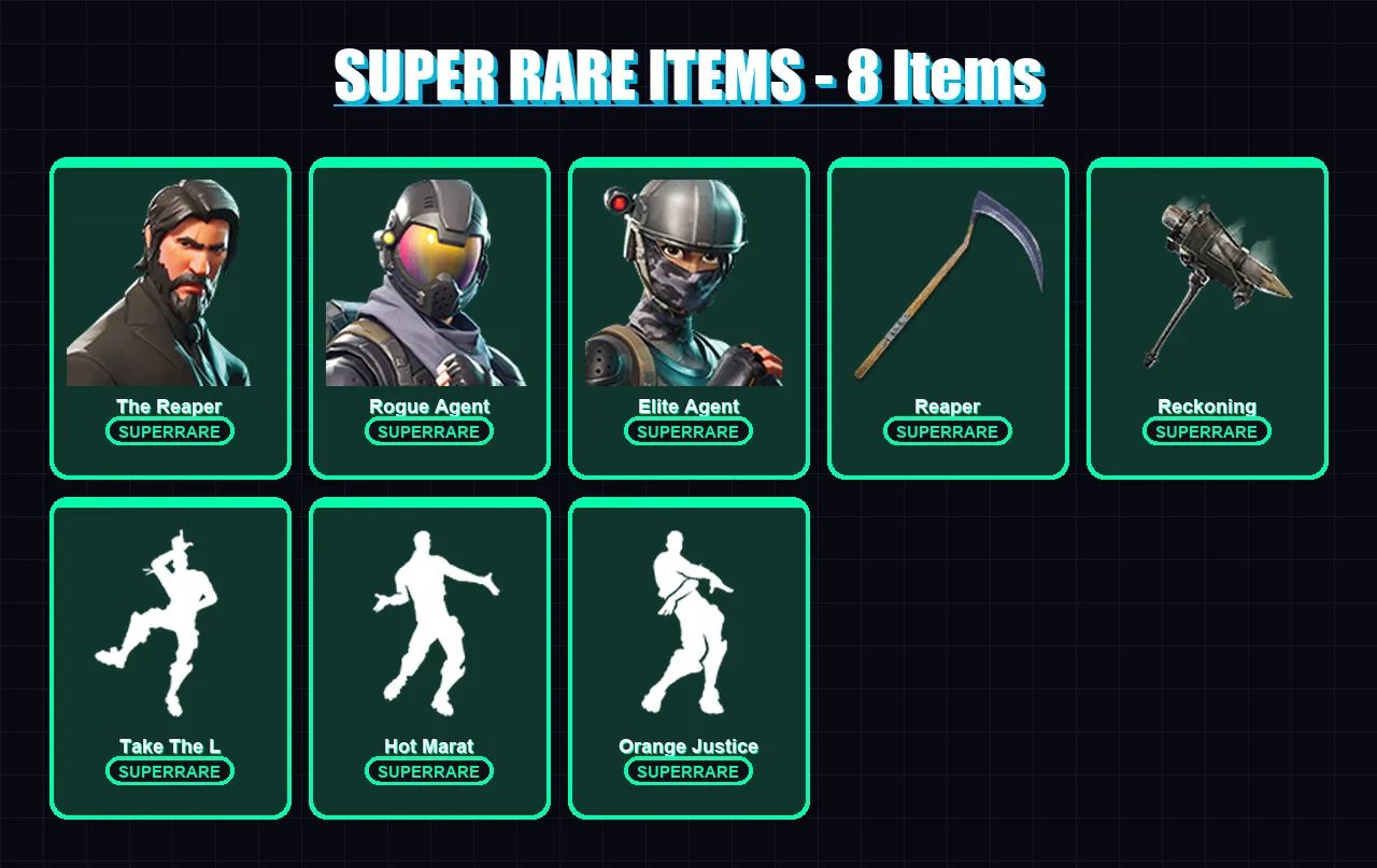[PC/PSN] | The Reaper | Rogue Agent | Elite Agent | Sentinel | The Visitor | 80 skin | 56 pickaxe | 95 emote | 73 glider | Lv1017