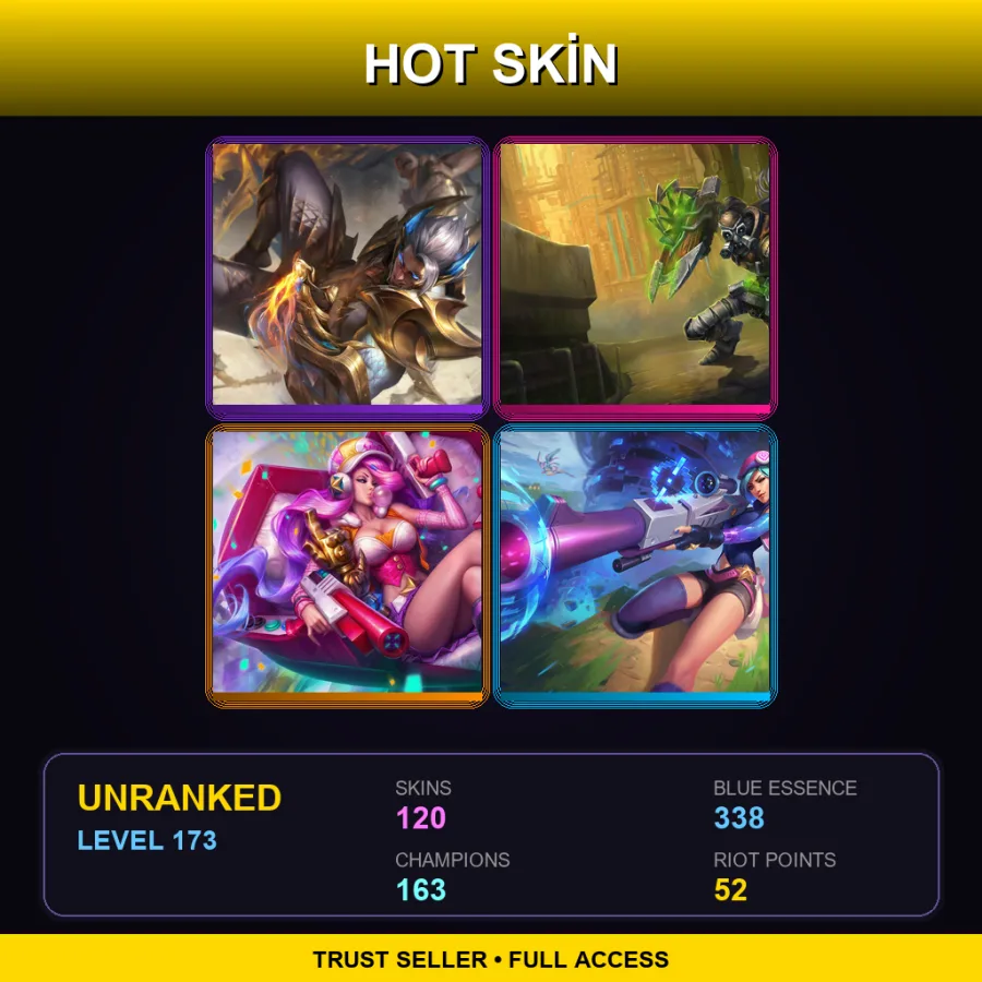 EUNE | Lv173 | Unranked | 120 Skin | 163 Champ — LoL account
