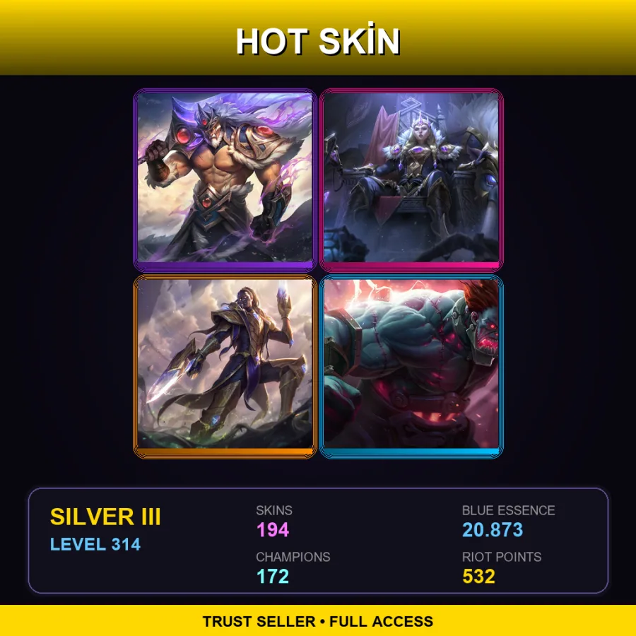 EUNE | Lv314 | Silver III | 194 Skin | 172 Champ