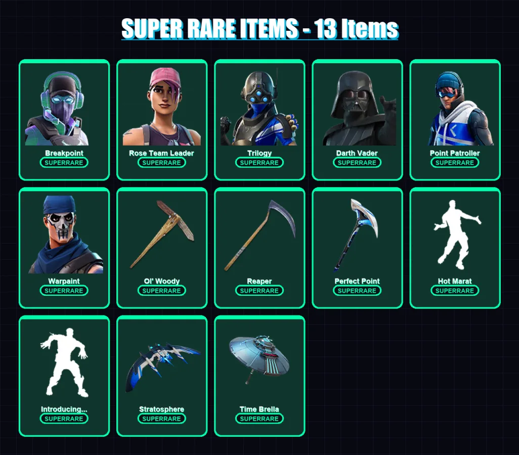 [PS4/PS5/PC] | Breakpoint | Rose Team Leader | Trilogy | Darth Vader | Point Patroller | 261 skin | 273 pickaxe | 244 emote | 208 glider | Lv2974 — Fortnite account
