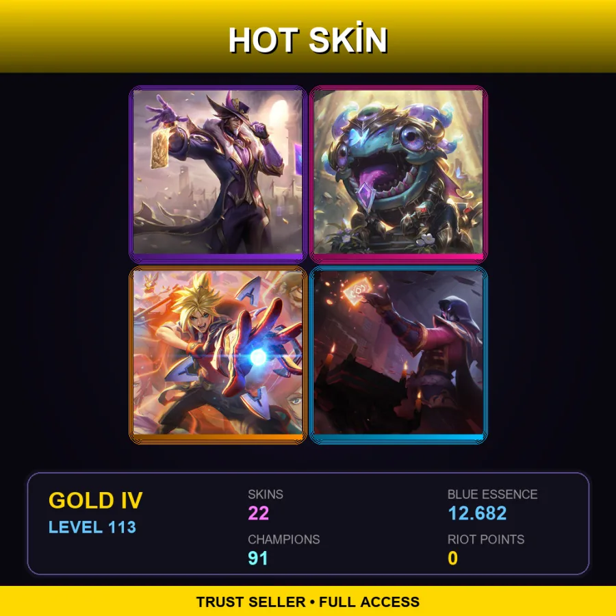 EUW | Lv113 | Gold IV | 22 Skin | 91 Champ