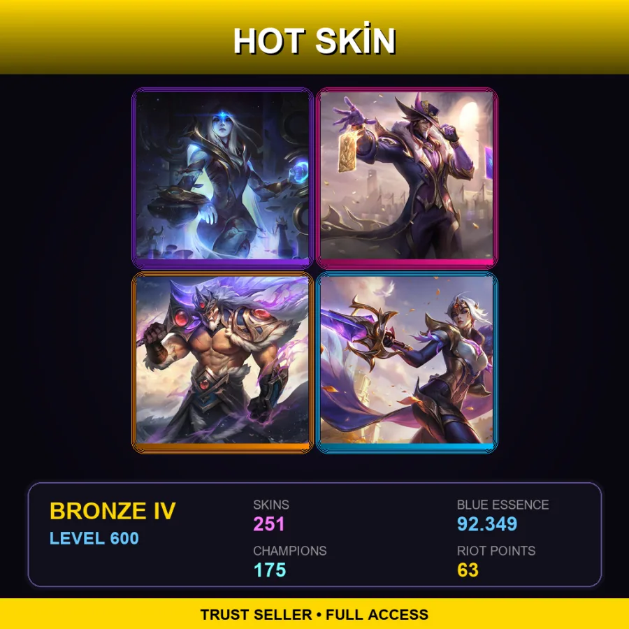 BR | Lv600 | Bronze IV | 251 Skin | 175 Champ — LoL account