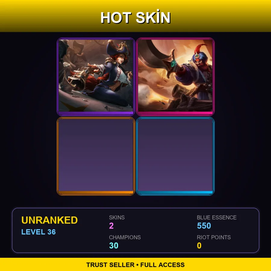 EUW | Lv36 | Unranked | 2 Skin | 30 Champ