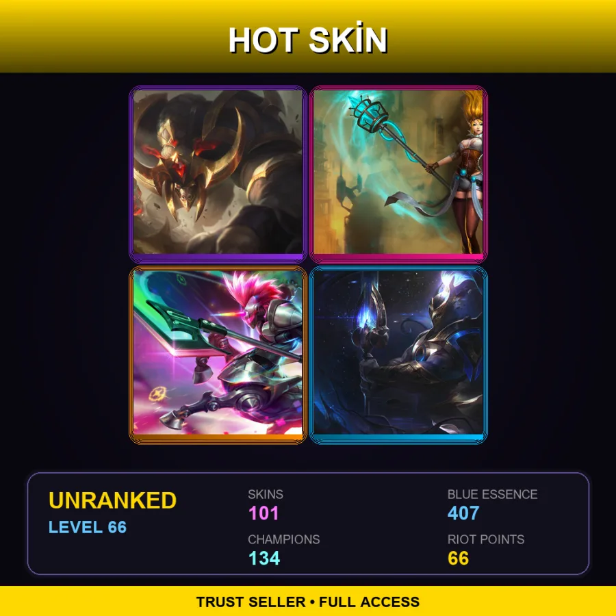 VN | Lv66 | Unranked | 101 Skin | 134 Champ — LoL account