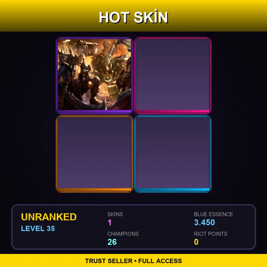 EUW | Lv35 | Unranked | 1 Skin | 26 Champ