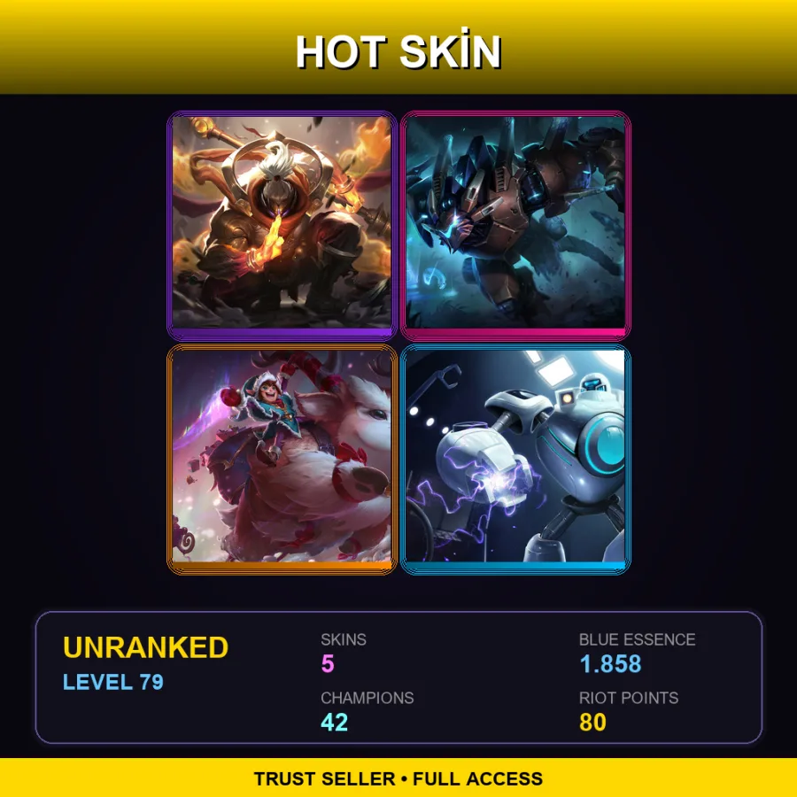 EUW | Lv79 | Unranked | 5 Skin | 42 Champ — LoL account