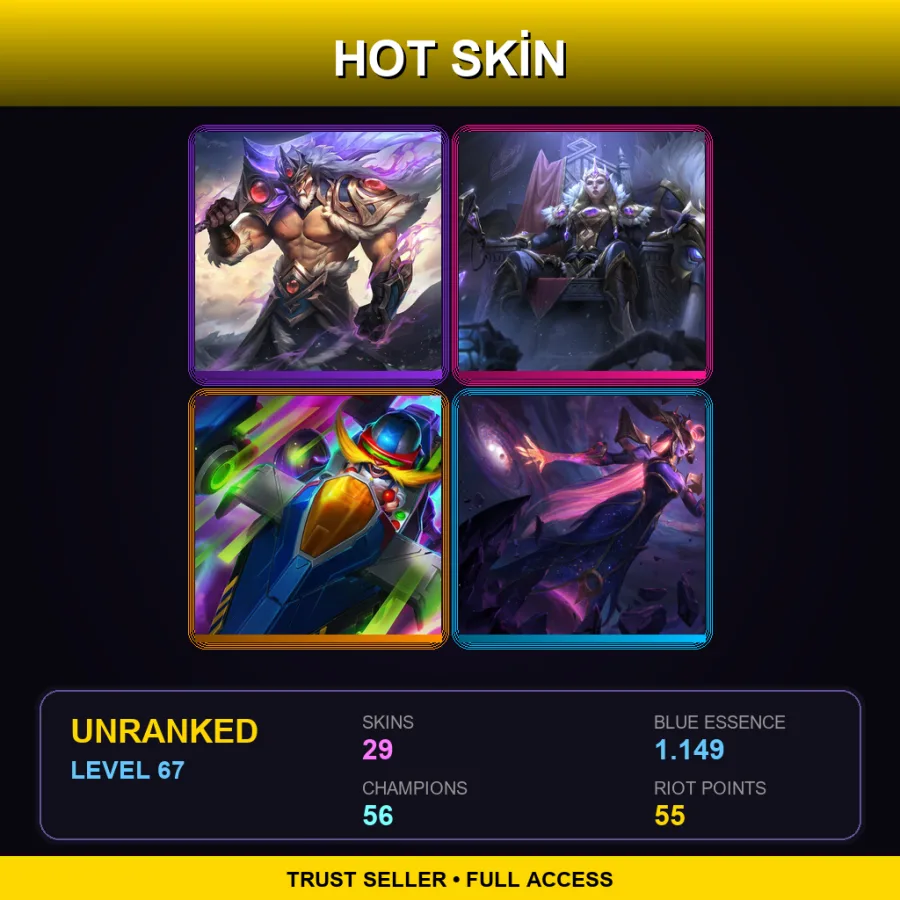 EUNE | Lv67 | Unranked | 29 Skin | 56 Champ