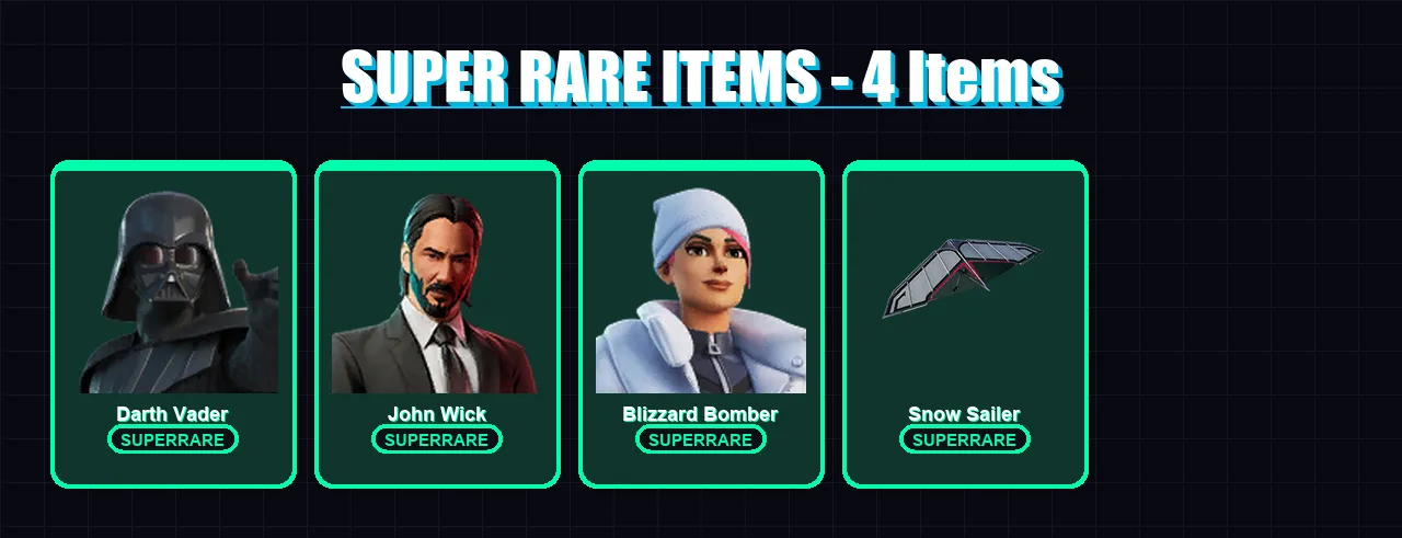 [PS4/PS5/PC] | Darth Vader | John Wick | Blizzard Bomber | Zeus | Mizuki | 155 skin | 195 pickaxe | 150 emote | 120 glider | Lv1477
