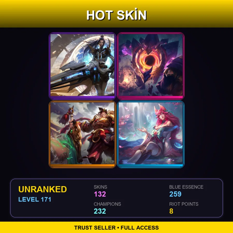 SG | Lv171 | Unranked | 132 Skin | 232 Champ