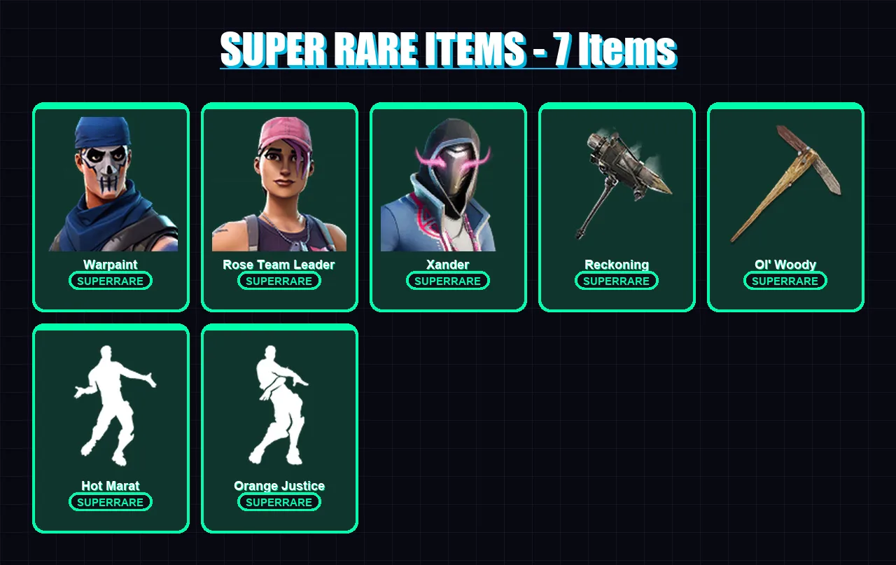 [PC/PSN] | Warpaint | Rose Team Leader | Xander | The Origin | Blackheart | 119 skin | 127 pickaxe | 119 emote | 129 glider | Lv1575 — Fortnite account