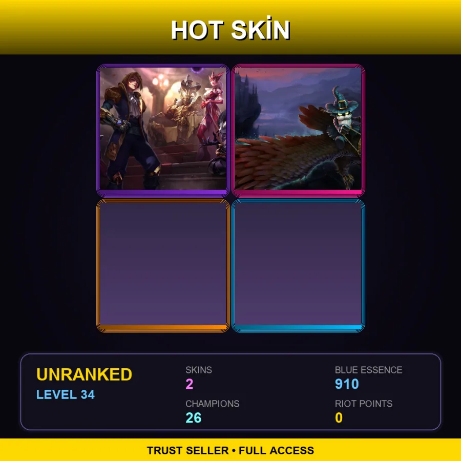 LAN | Wild Card Shaco | Veigar Greybeard | 2 Skin | 26 Champ | Lv34