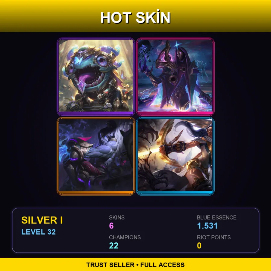 EUW | Lv32 | Silver I | 6 Skin | 22 Champ with Jhin