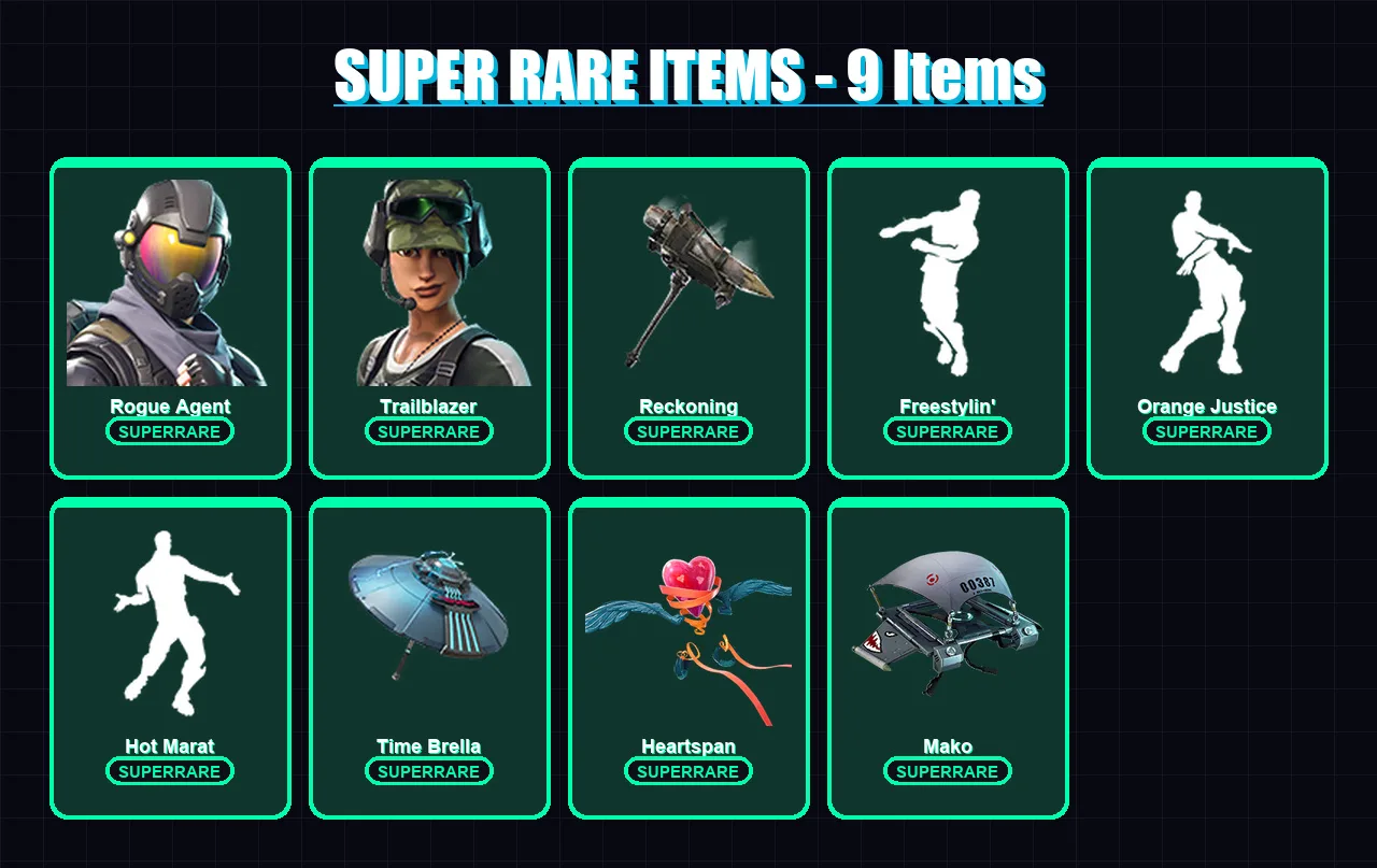 [PC/XBOX/PSN] | Rogue Agent | Trailblazer | Midas | Hybrid | Enforcer | 130 skin | 144 pickaxe | 129 emote | 144 glider | Lv2364