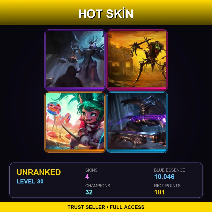 EUW | Lv30 | Unranked | 4 Skin | 32 Champ