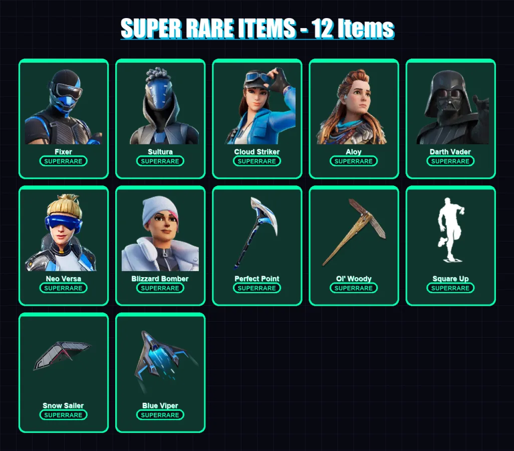 [PC/XBOX] | Fixer | Sultura | Cloud Striker | Aloy | Darth Vader | 153 skin | 158 pickaxe | 147 emote | 133 glider | Lv2449 — Fortnite account