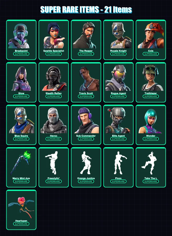 [PC/PSN] | Breakpoint | Sparkle Specialist | The Reaper | Royale Knight | Cole | 104 skin | 66 pickaxe | 70 emote | 59 glider | Lv1181