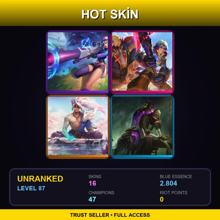 LAS | Lv87 | Unranked | 16 Skin | 47 Champ — LoL account
