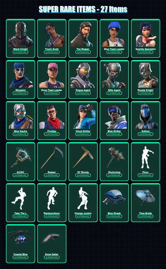 [PS4/PS5/XBOX/PC] | Black Knight | Travis Scott | The Reaper | 123 skin | Lv1498
