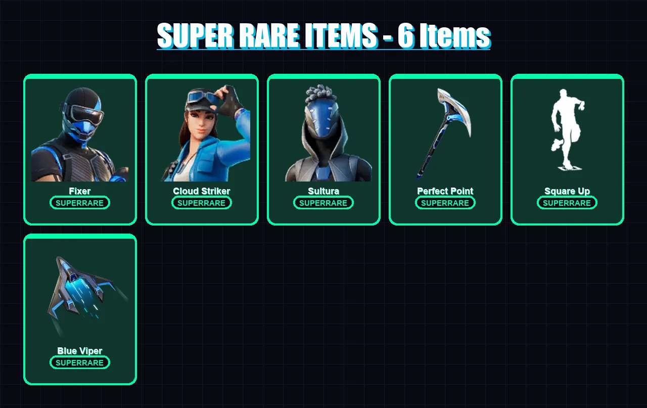 [PS4/PS5/XBOX/PC] | Fixer | Cloud Striker | Sultura | Underworld Desdemona | Krisabelle | 8 skin | 35 pickaxe | 25 emote | 23 glider | Lv504