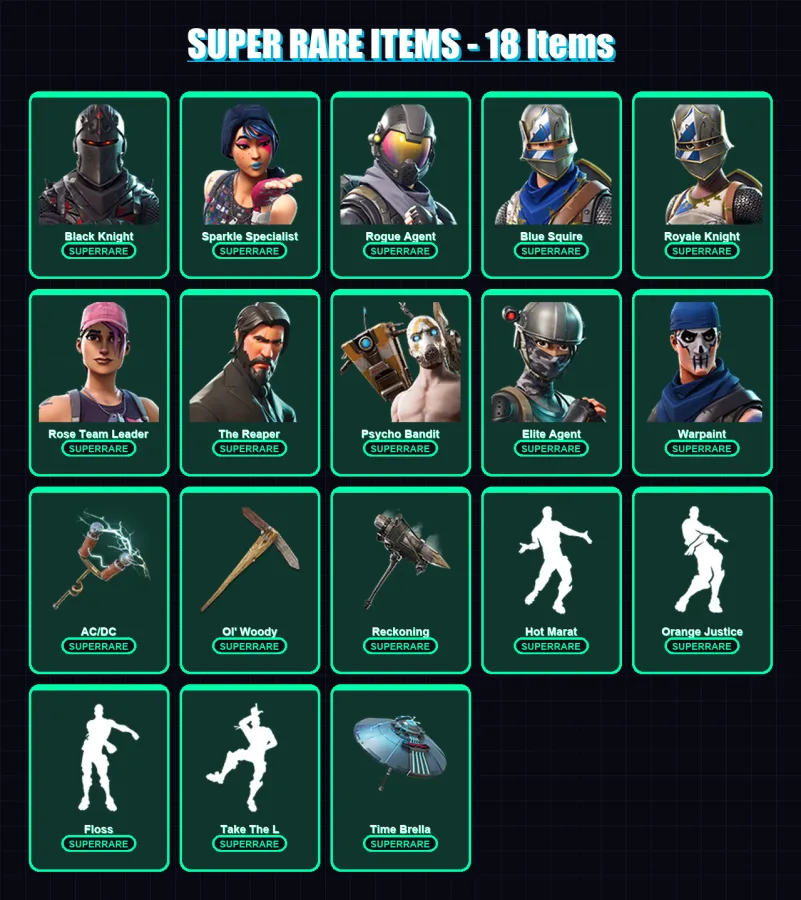[PC/XBOX] | Black Knight | Sparkle Specialist | Rogue Agent | Blue Squire | Royale Knight | 91 skin | 88 pickaxe | 91 emote | 89 glider | Lv1150
