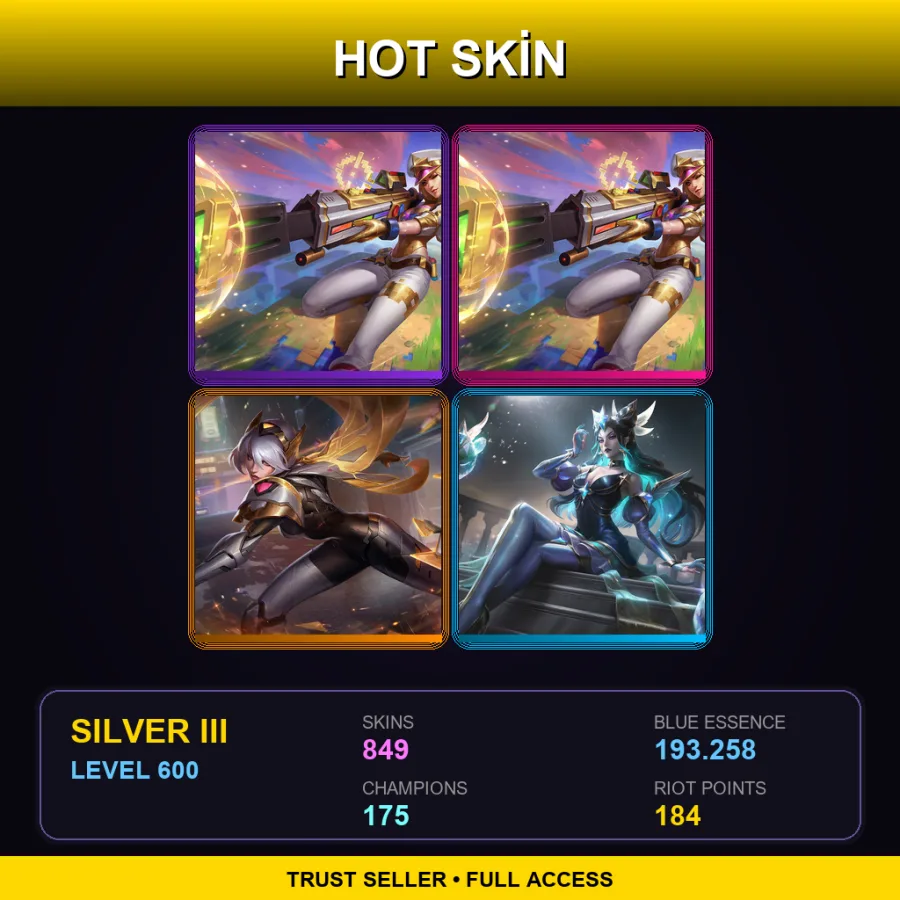 EUW | Lv600 | Silver III | 849 Skin | 175 Champ