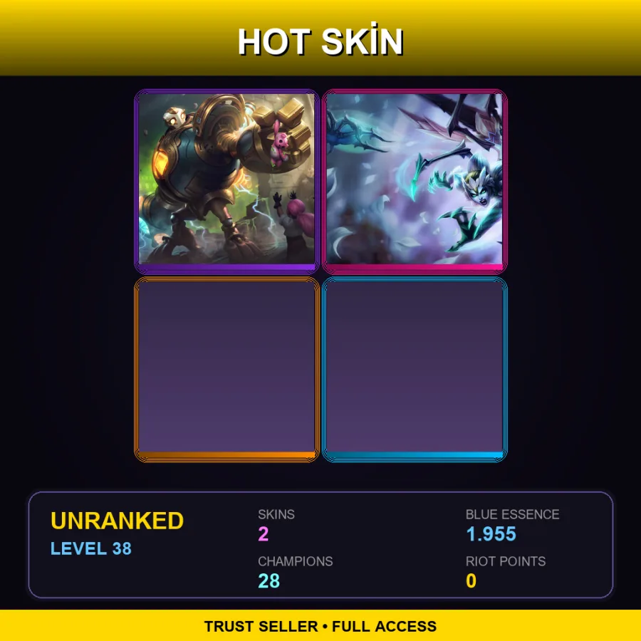 EUNE | Lv38 | Unranked | 2 Skin | 28 Champ — LoL account