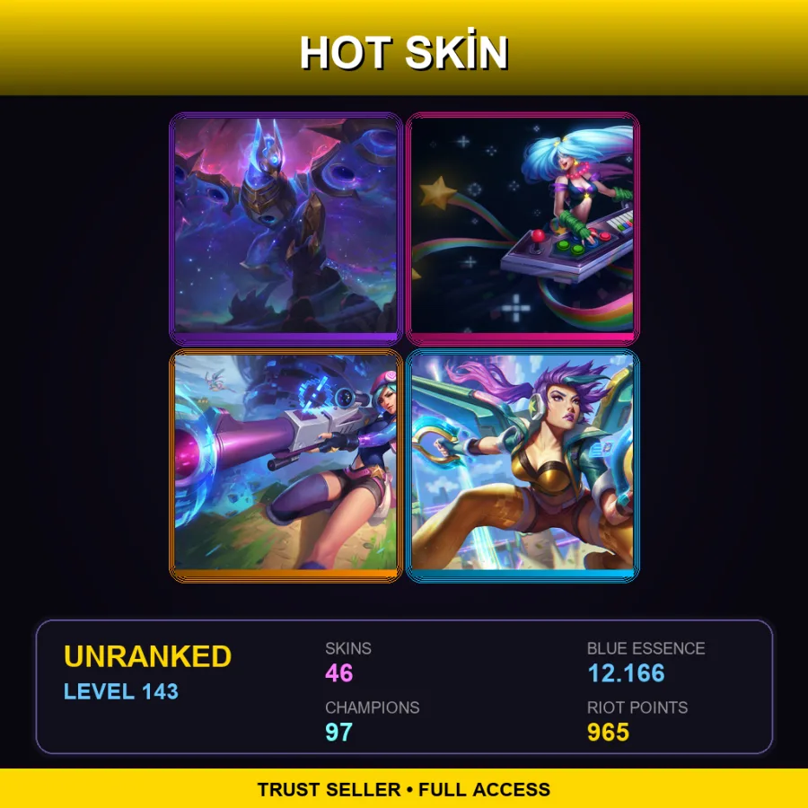 LAS | Lv143 | Unranked | 46 Skin | 97 Champ — LoL account
