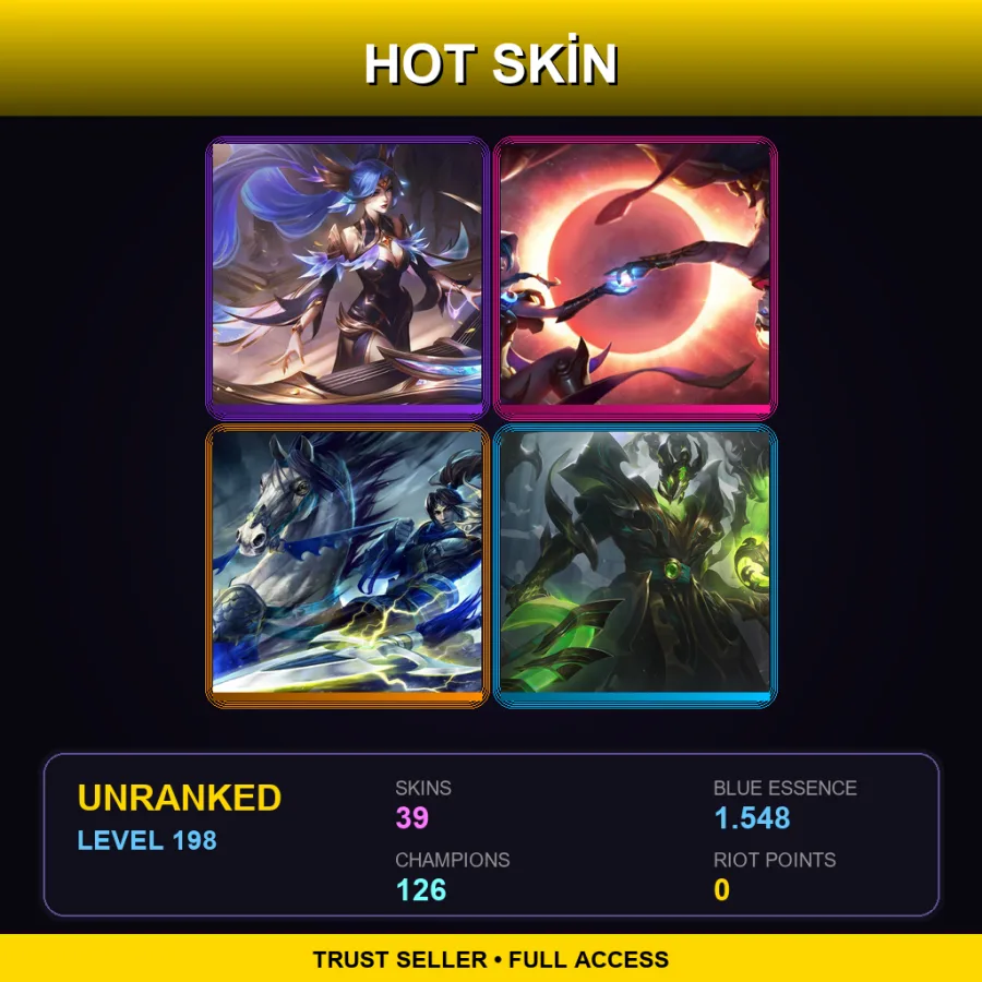 VN | Lv198 | Unranked | 39 Skin | 126 Champ — LoL account