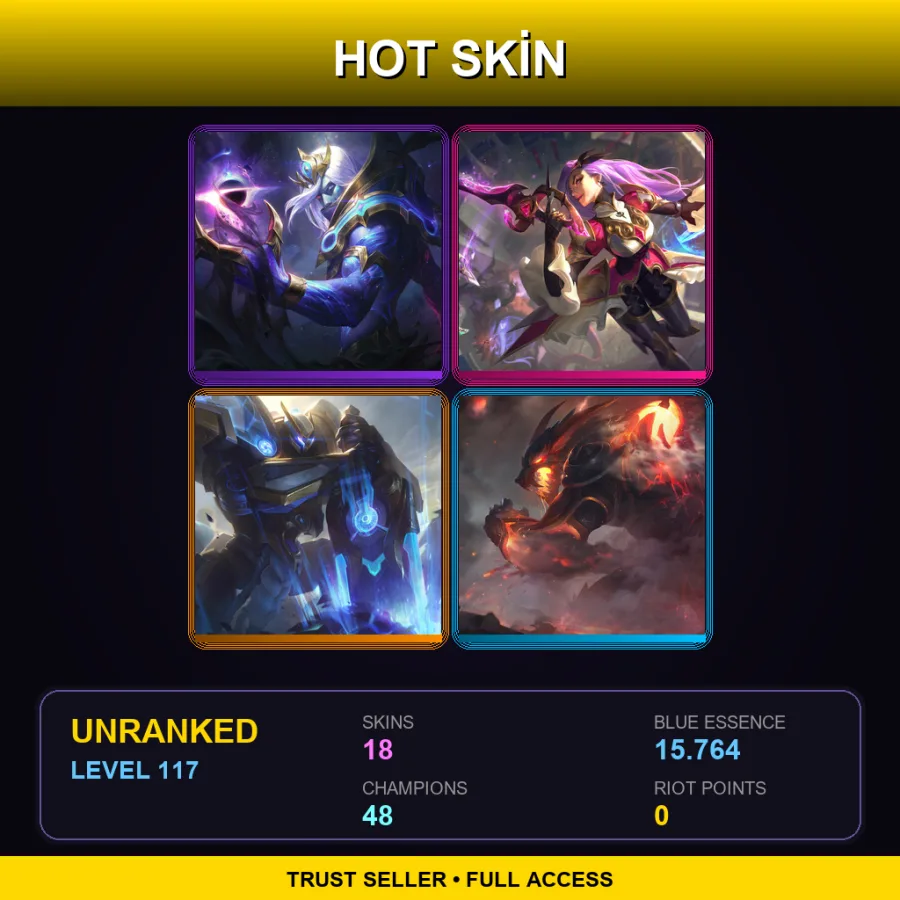 ME | Lv117 | Unranked | 18 Skin | 48 Champ — LoL account