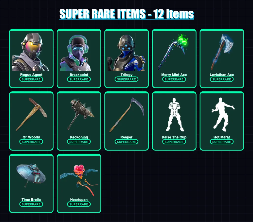 [PC/XBOX/PSN] | Rogue Agent | Breakpoint | Trilogy | Ragnarok | The Prisoner | 154 skin | 197 pickaxe | 126 emote | 139 glider | Lv2639 — Fortnite account